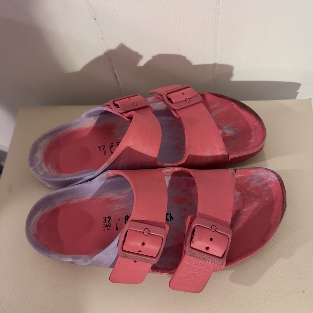 Pink Double-Buckle Slide Sandals